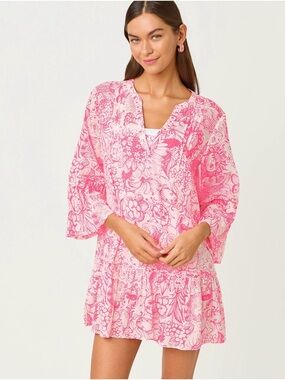 NWT Lilly Pulitzer XL LIVANA COVERUP in Cherry Blossom Pink Fleur de Lilly $148